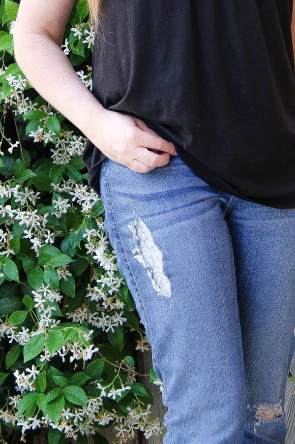 Patching Holes in Jeans with Lace