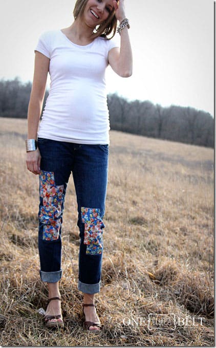 DIY Floral Patched Jeans