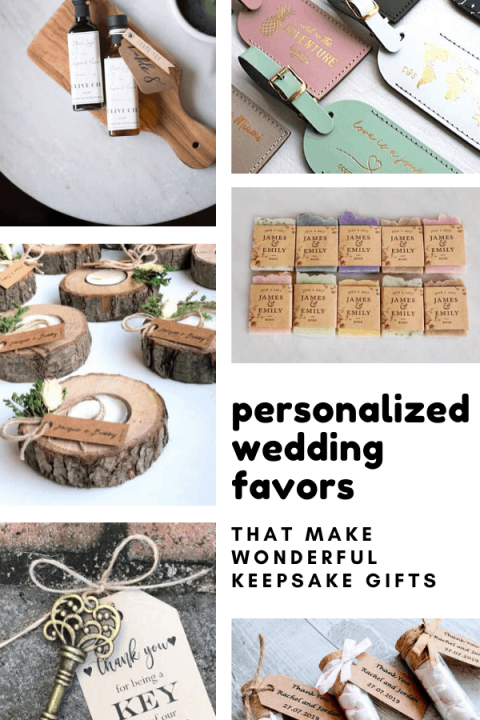 These keepsake wedding favors can all be personalized with your name and wedding date and your guests will love them!