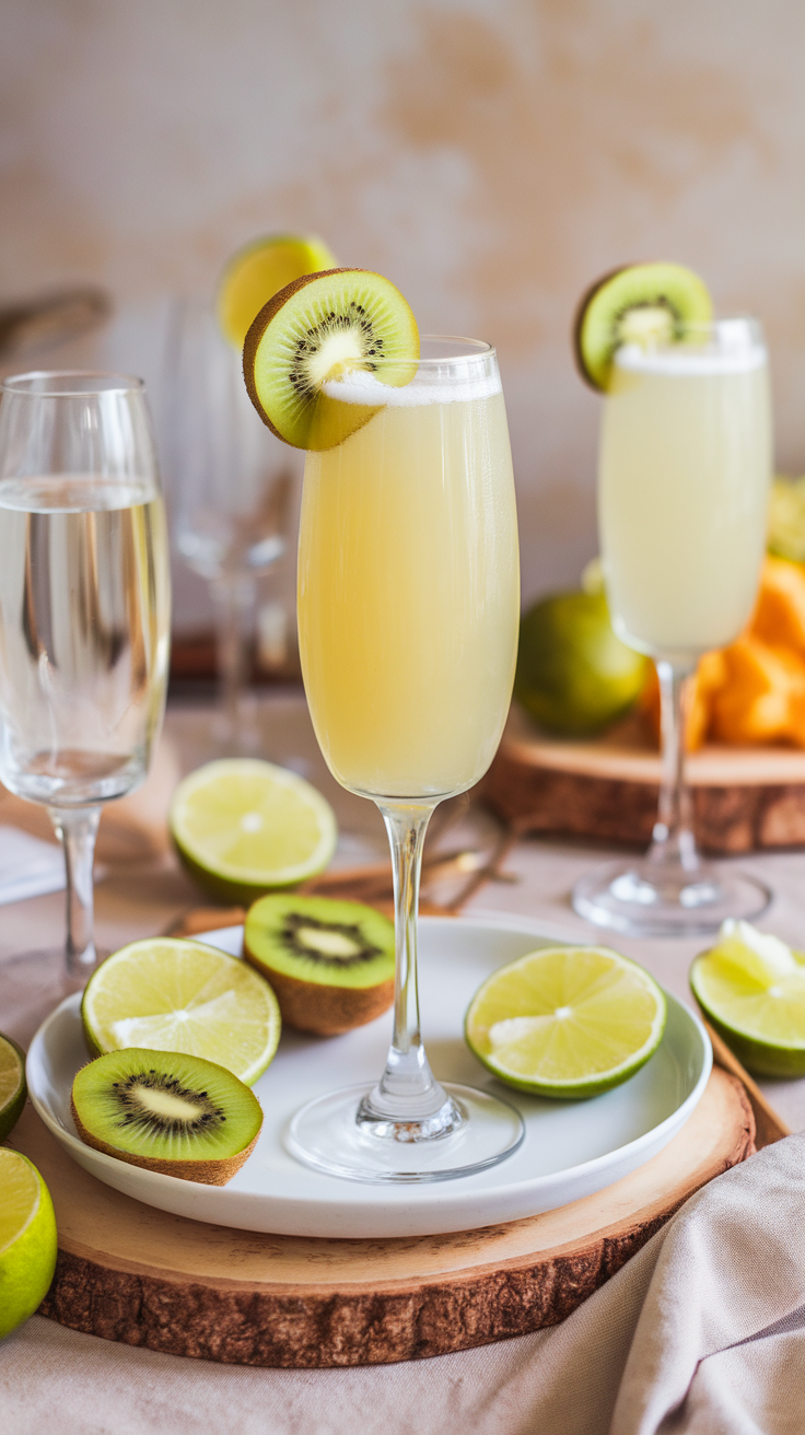 The Kiwi Lime Mimosa is a refreshing twist on the classic brunch beverage. Bursting with zesty lime and sweet kiwi flavors, it's perfect for any celebration or just a sunny afternoon. This drink is simple to make, requiring only a few ingredients, which makes it a go-to recipe for both seasoned hosts and casual mixers.