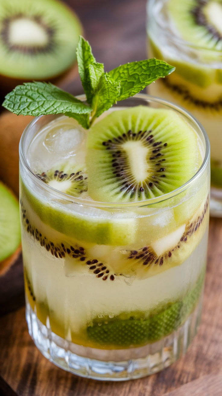 The Kiwi Mint Vodka Refresher is a delightful cocktail that's perfect for sunny days. With the unique sweetness of kiwi balanced by fresh mint, this drink is both refreshing and invigorating. It’s simple to make, requiring just a few ingredients, making it a go-to choice for casual gatherings or a relaxing evening at home.