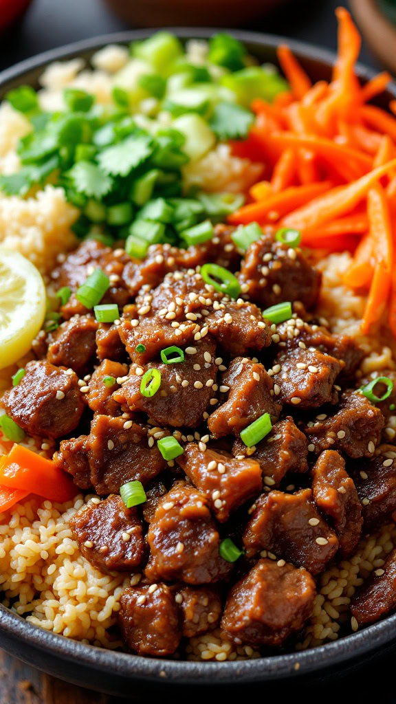 Korean Beef Bulgogi Bowls are a delightful mix of flavors and textures. The marinated beef pairs perfectly with fluffy rice and fresh veggies.