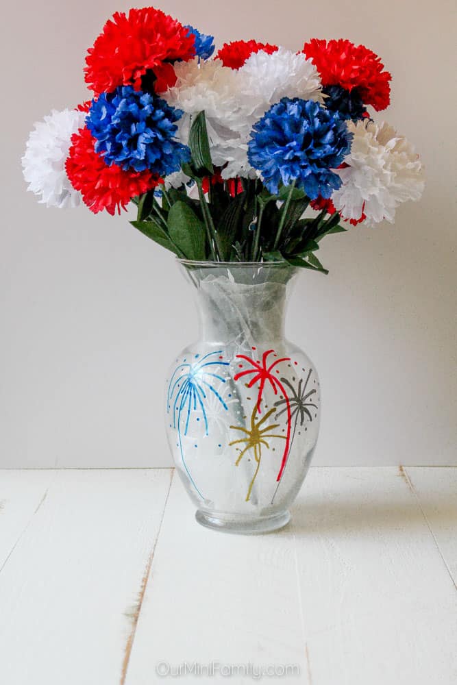 Diy fourth of july painted flower vase