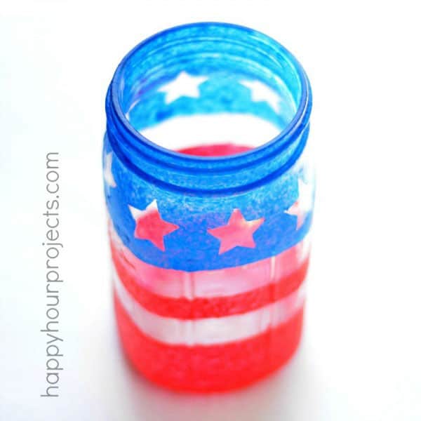 Patriotic mason jar painted luminary