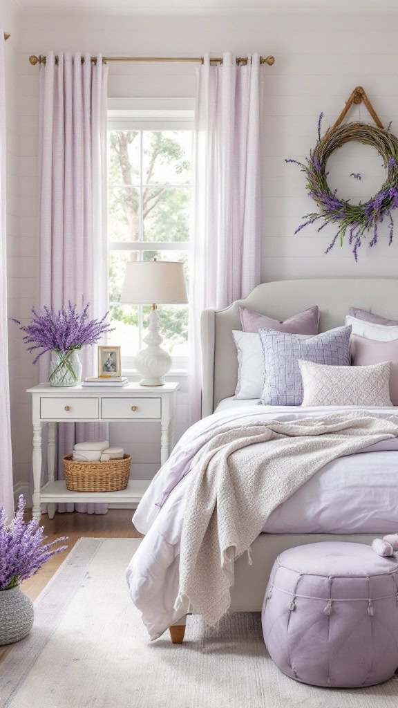 Bring the romance of Provence to your guest bedroom with lavender-themed decor. Soft purple tones and floral details evoke the tranquility of the French countryside.