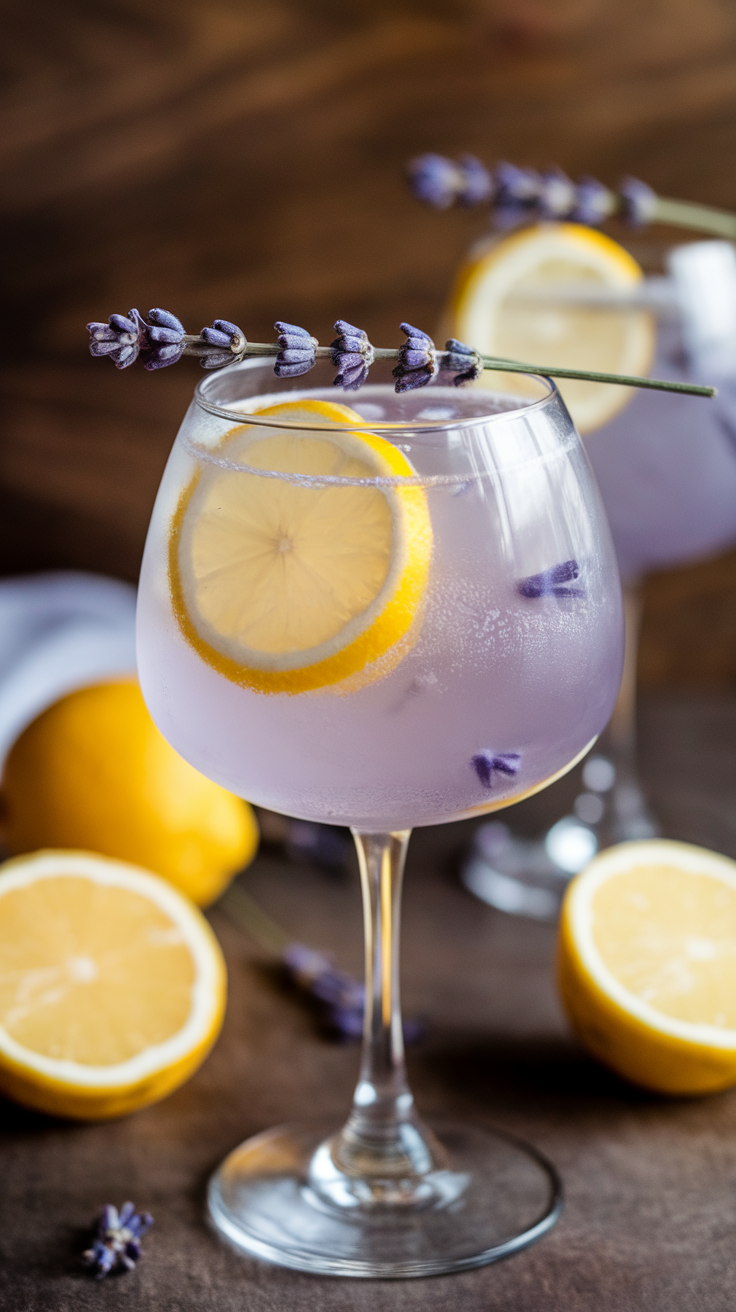 The Lavender Lemon Spritz is a refreshing mocktail that combines the bright taste of lemon with the soothing notes of lavender. It's perfect for a sunny day or a cozy evening in. This drink offers a delightful balance of tart and floral flavors, making it both invigorating and calming.