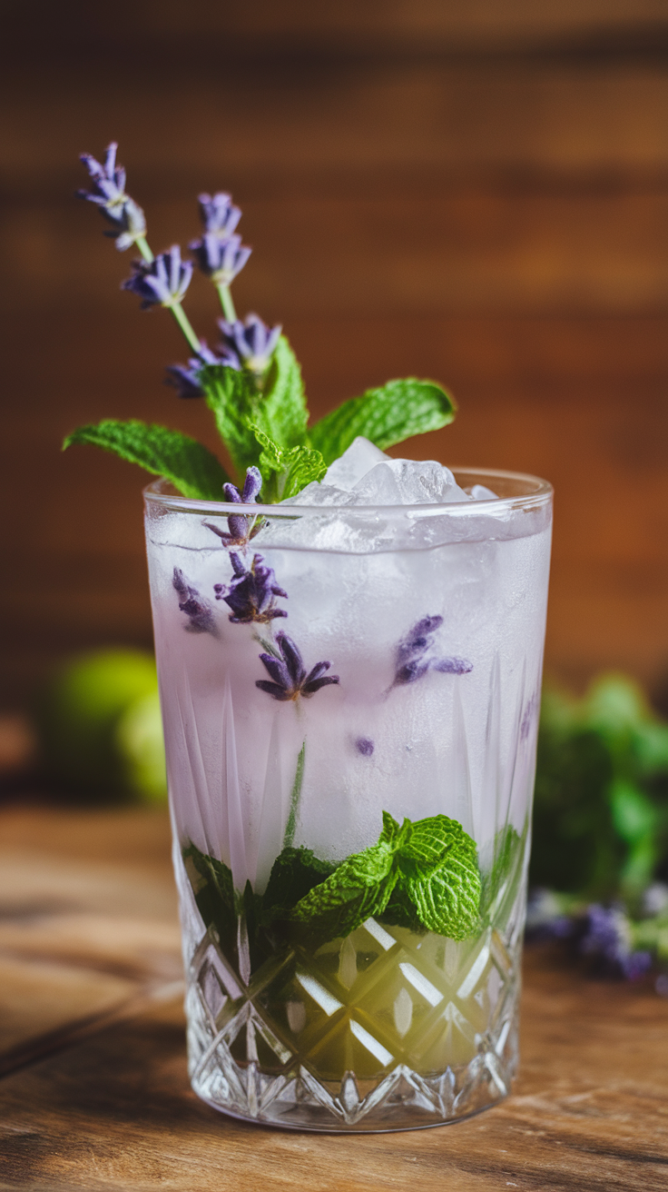 The Lavender Mojito is a refreshing twist on the classic cocktail, infusing the traditional minty flavors with the delicate aroma of lavender. This drink offers a unique blend of sweetness and floral notes, making it perfect for warm days or special gatherings.