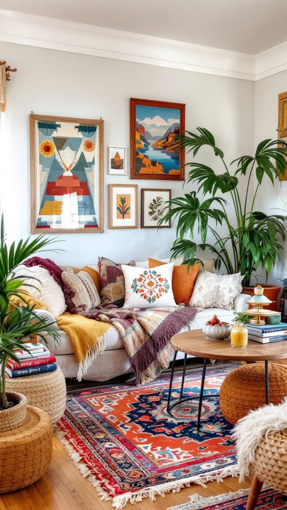 Layering textiles can instantly make your living room feel cozier and more inviting. Imagine colorful throws draped over a sofa, decorative pillows in various patterns, and a collection of unique rugs bringing depth and texture to the space. Layering isn’t just about comfort—it’s also a chance to showcase your personal style.