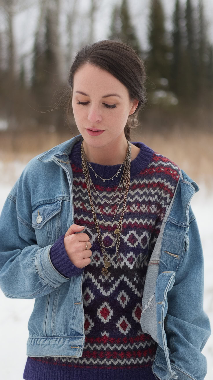 Vintage denim jackets are perfect for a cozy winter boho look. They add a laid-back vibe and can easily be layered over chunky sweaters. Pair them with some unique jewelry to complete the style.