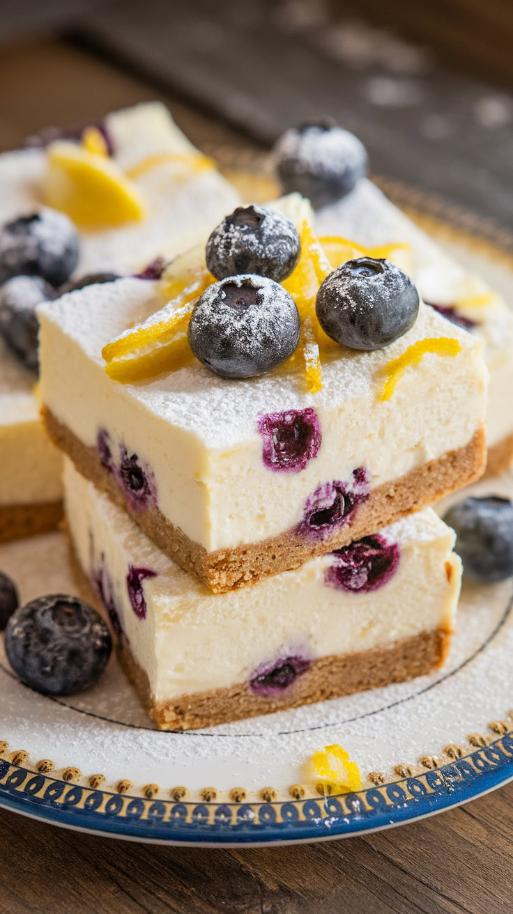 Lemon blueberry cheesecake bars are the perfect treat for any bake sale. Their creamy texture and tangy flavor make them a crowd favorite. These bars are easy to cut and serve, making them a great addition to any dessert table. Plus, the burst of blueberries adds a fun pop of color that everyone will love!