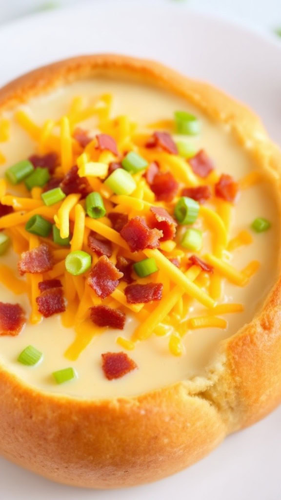 This loaded baked potato soup is the perfect comfort food for chilly days. With creamy goodness topped with cheese, bacon, and green onions, it’s sure to satisfy your cravings.