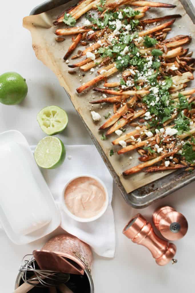 Loaded Feta Fries with Chipotle Lime Sauce | Feta | Appetizer | Football