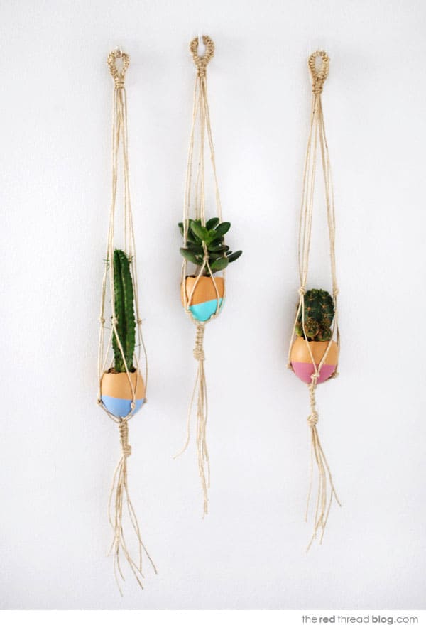 Make a mini hanging macrame garden.