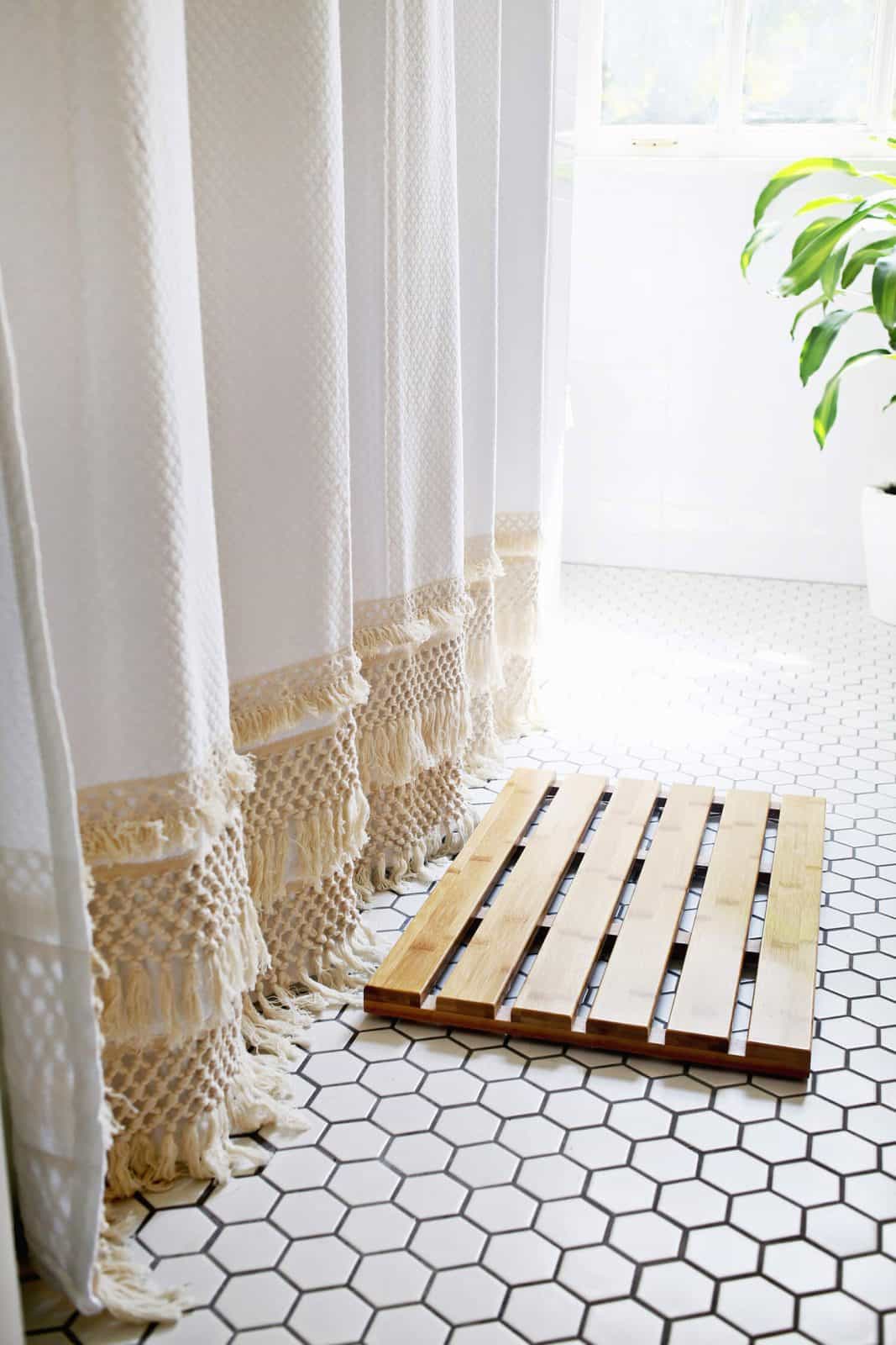 DIY Macrame Shower Curtain