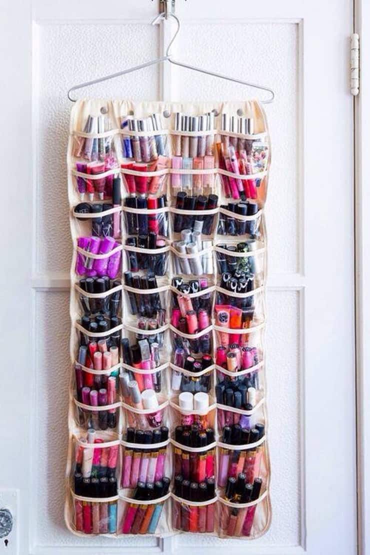  If you LOVE lip gloss you'll love this repurposed shoe organiser!