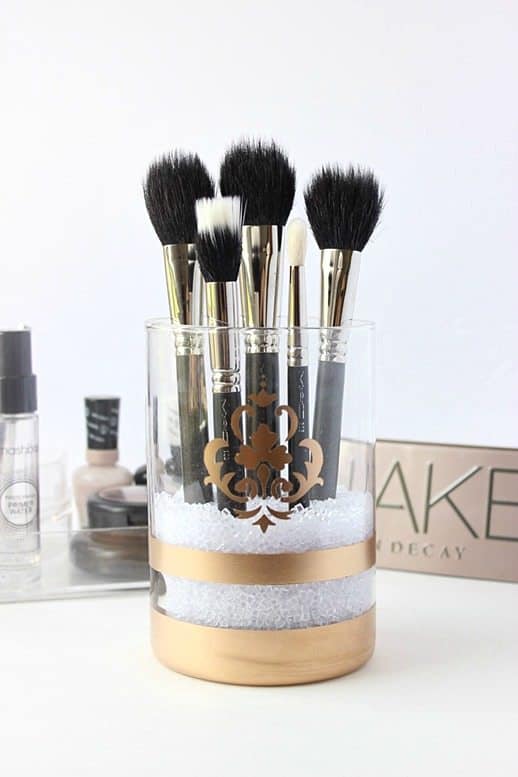 Makeup brush holders don't get much more stylish than this glamorous DIY