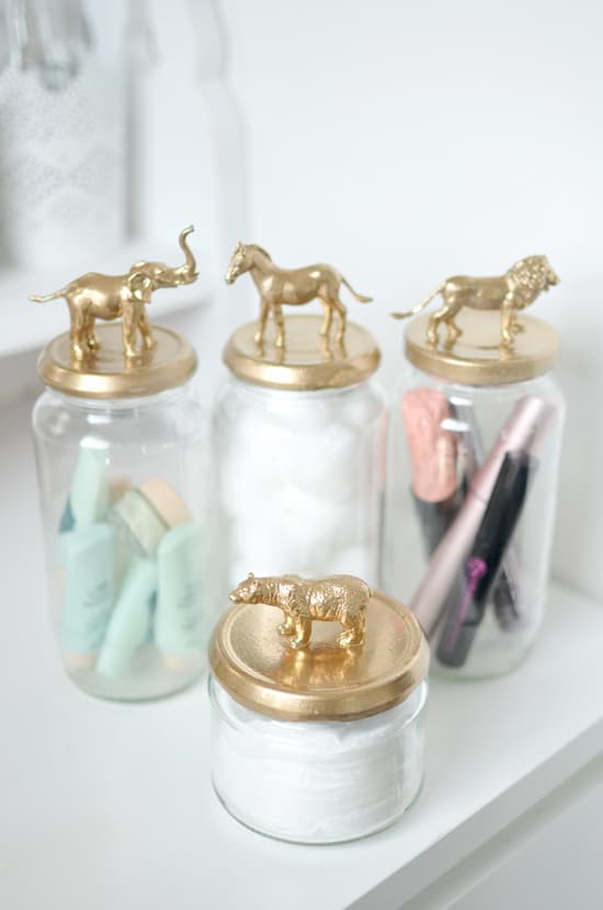 Raid the kid's toy box to make some of these funky storage jars