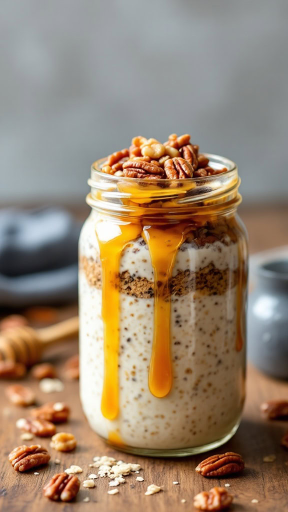 Sweet, crunchy, and oh-so-satisfying! Maple Pecan Overnight Oats are a comforting way to start your day. 🍁🌰 #OvernightOats #ComfortFood #BreakfastInspo