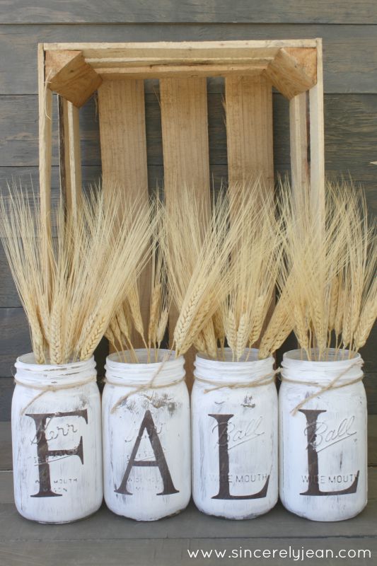 fall rustic mason jars - fun and easy DIY project! | www.sincerelyjean.com