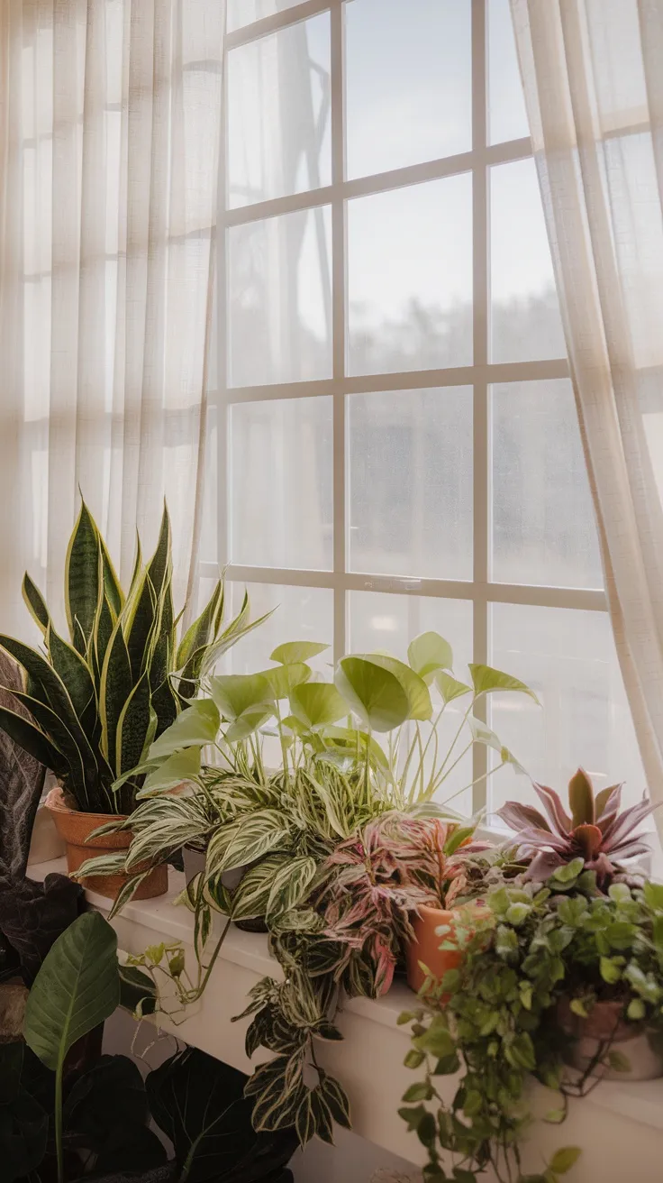 Letting in as much natural light as possible can make your plant shelf thrive. Place your plants near windows that get plenty of sunlight throughout the day. Remember to rotate them occasionally for even growth!