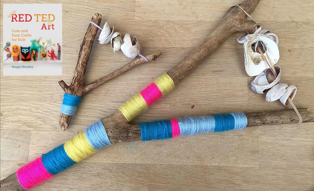 Yarn Wrapped Shell & Drift Wood Rattles