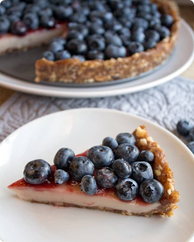 No Bake Blueberry Custard Pie (vegan + gluten free)