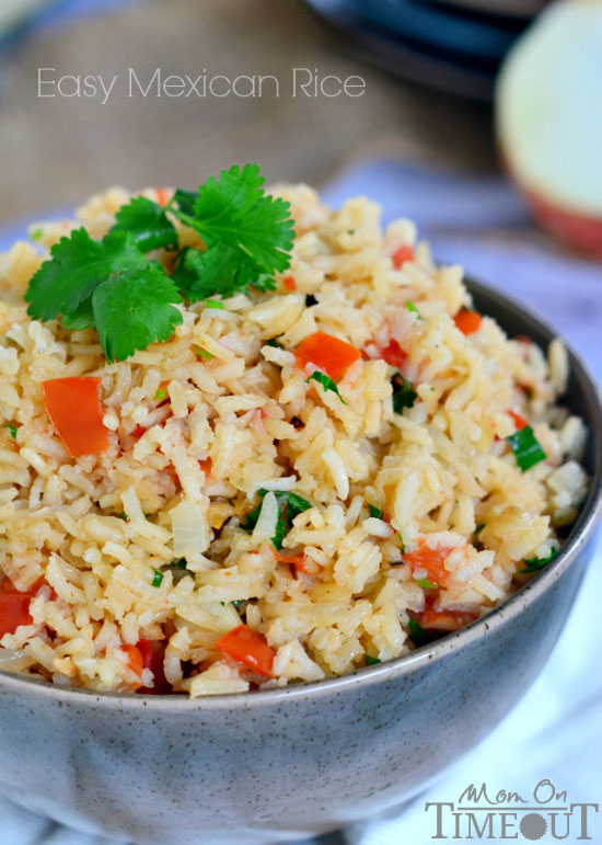 Easy Mexican Rice Recipe from http://www.momontimeout.com/2014/04/easy-mexican-rice/