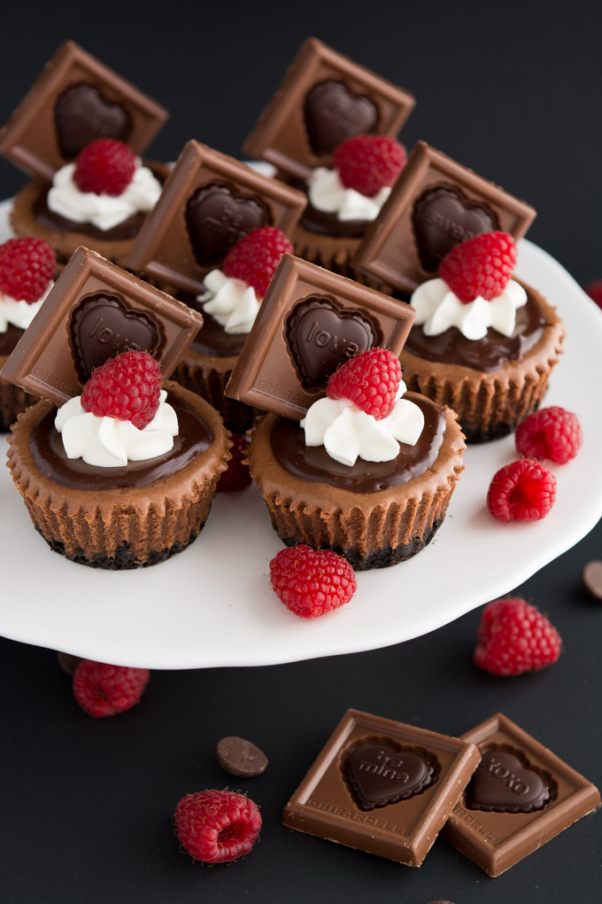 Even the crust of this mini cheesecake is made of chocolate and the Ghiradelli chocolate takes them to the next level!