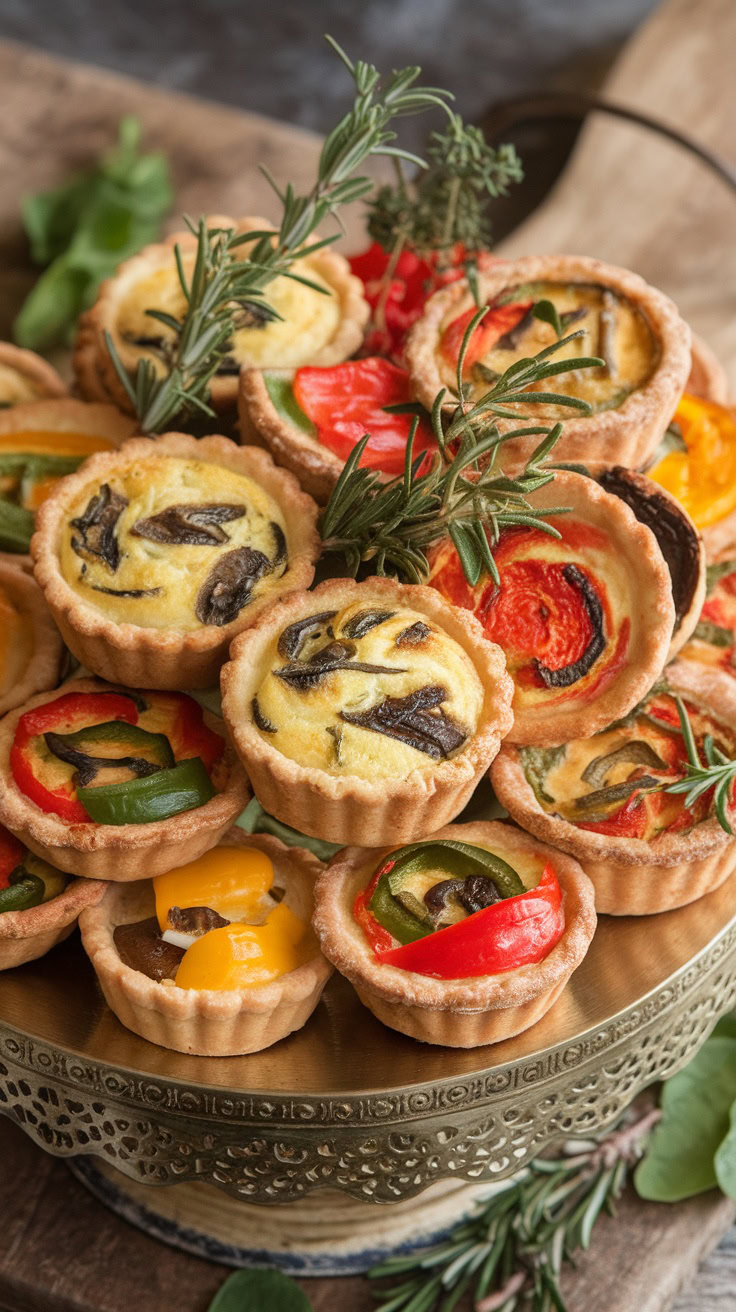 Mini quiches are perfect for a bake sale, offering a tasty option that's easy to grab. Fill them with seasonal veggies like bell peppers and spinach for a fresh touch. These bites are sure to be a hit with everyone!