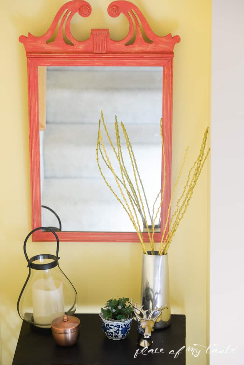 Use vintage paint to makeover your mirror