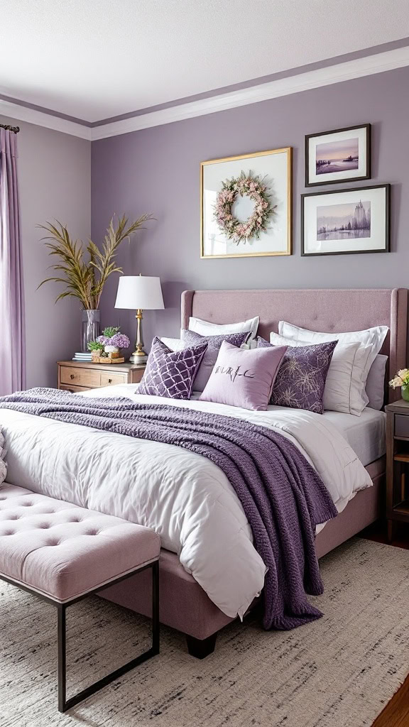 Mixing different shades of purple can really bring a room to life. A lighter lavender paired with deeper plum creates a beautiful contrast that adds warmth and depth. Don't be afraid to experiment with pillows, throws, and wall colors to find the perfect balance!