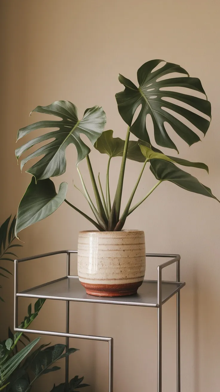 Monstera plants are a fun choice for your living room. Their large, dramatic leaves add a touch of the tropics to any space. Plus, they’re pretty easy to care for, making them perfect for both beginners and seasoned plant lovers.