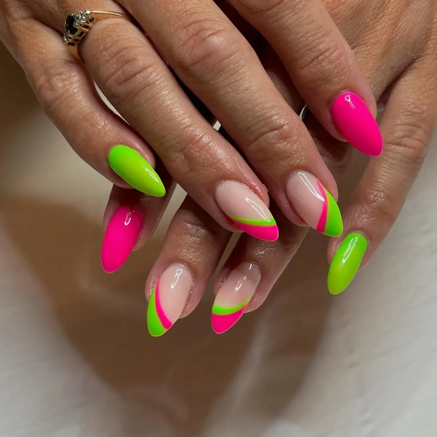 Hot pink and lime green are the ultimate power duo — bold, punchy, and full of fun attitude.
