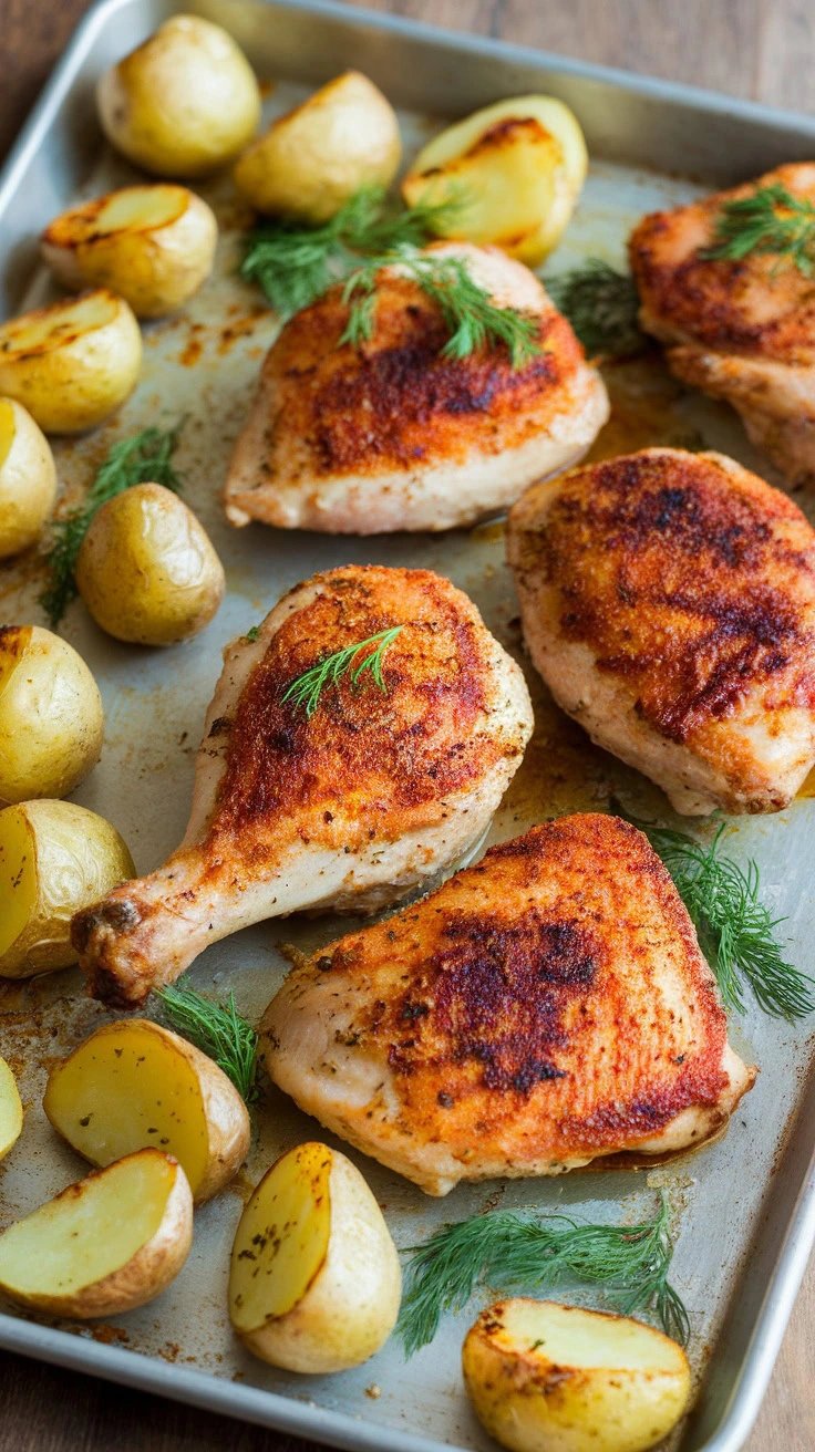 This one-pan meal is a winner for busy nights! The yogurt marinade makes the chicken super tender and adds tons of flavor. Pair it with crispy potatoes for a simple dinner that everyone will love. You can find the full recipe here.