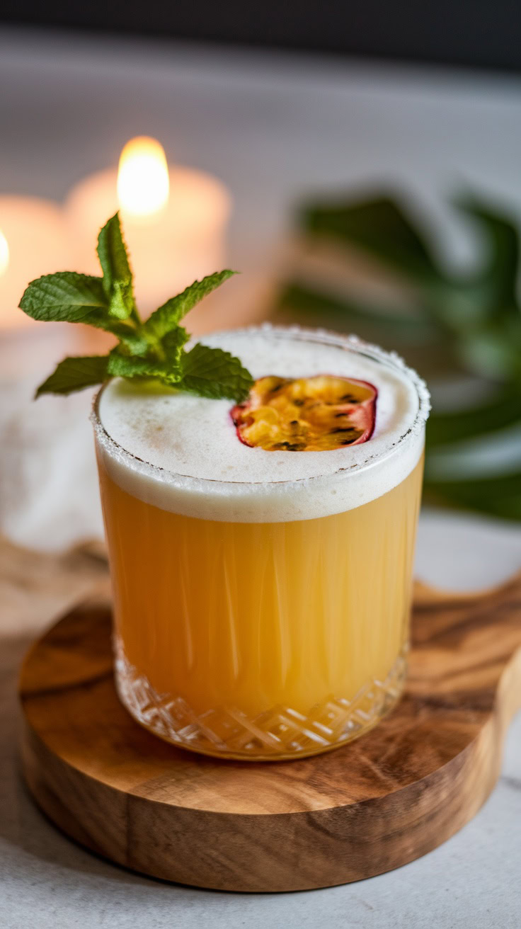 The Passionfruit Vodka Sour is a refreshing twist on the classic sour cocktail, perfect for a romantic evening. This drink combines the tartness of passionfruit with the smoothness of vodka, creating a delightful balance of flavors that’s both tangy and sweet.