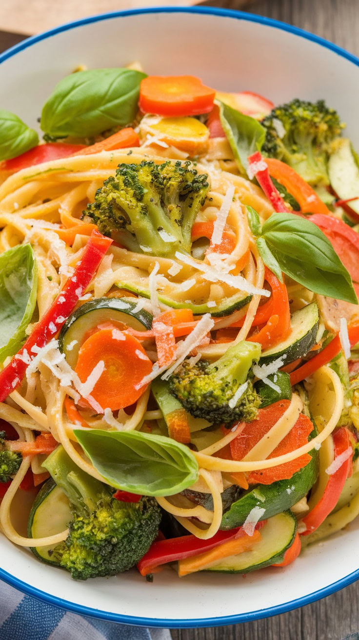 Pasta Primavera brings a fresh twist to your dinner table. Tossed with vibrant veggies like broccoli, bell peppers, and zucchini, it’s a feast for the eyes and taste buds. Top it off with a sprinkle of Parmesan for an added touch of flavor.