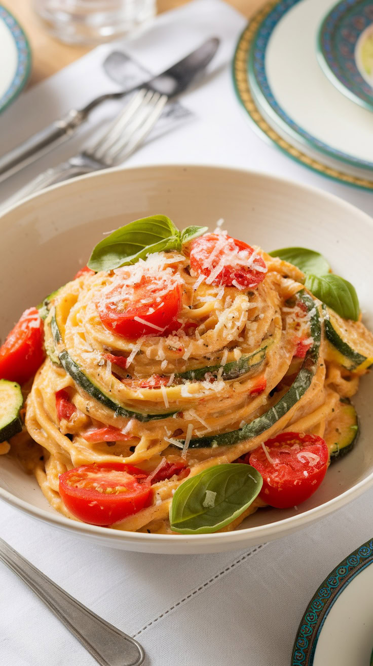 Pasta primavera is a quick and colorful dish that brings fresh vegetables to the table. Toss your favorite pasta with zucchini, cherry tomatoes, and a splash of olive oil for a simple yet satisfying meal. Top it off with some grated cheese and fresh basil for a burst of flavor!