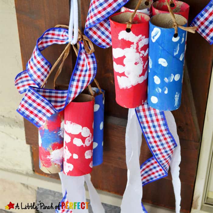 Patriotic Windsock Toilet Paper Roll Kids Craft<