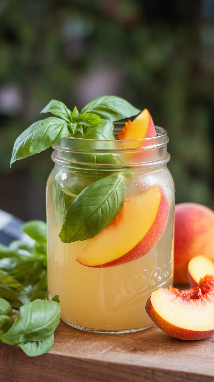 Peach Basil Lemonade is a refreshing twist on the classic lemonade that combines the sweetness of ripe peaches with the aromatic hint of fresh basil. This drink is perfect for warm days or any casual gathering where you want to impress your guests without a lot of fuss. The blend of flavors creates a delightful balance, making it a crowd-pleaser.