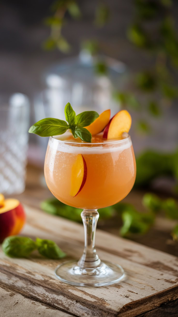 The Peach Basil Vodka Smash is a delightful cocktail that brings together the juicy sweetness of ripe peaches and the fragrant warmth of fresh basil. It's refreshing and easy to make, making it a perfect choice for a girls' night in. This drink not only looks beautiful but also provides a burst of flavor that’s sure to impress everyone.