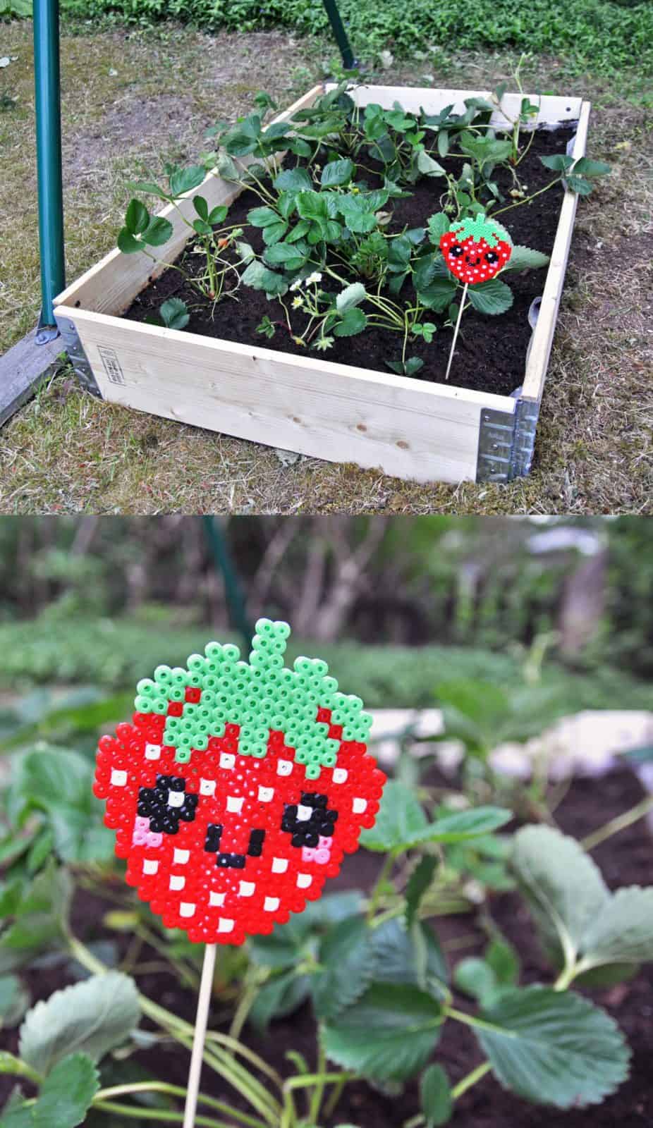 Perler Strawberry Plant Marker