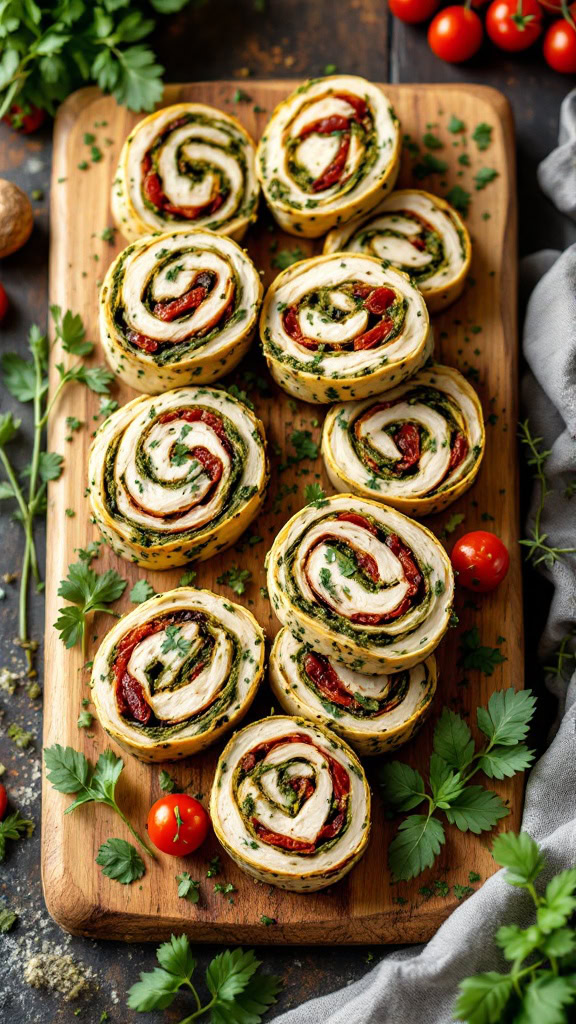 Bold flavors come together in these pesto chicken and sun-dried tomato wraps. Perfect for a light lunch or as party pinwheels, these wraps are easy to make and packed with Italian-inspired goodness. Bonus: they’re a great meal prep option!