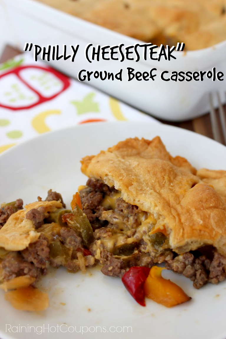 “Philly Cheesesteak” Ground Beef Casserole