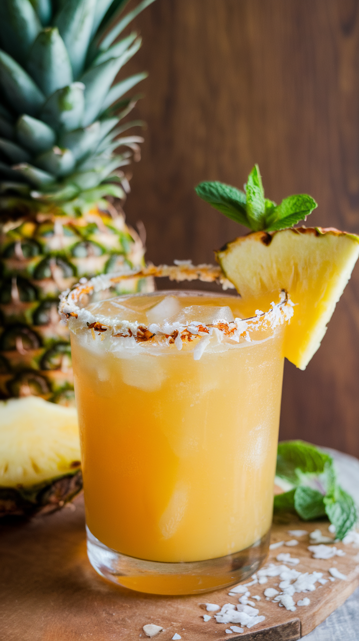 The Pineapple Coconut Margarita is a refreshing twist on the classic margarita. With the tropical sweetness of pineapple and the creamy goodness of coconut, this drink is perfect for summer gatherings or a relaxing evening at home. It's simple to make, requiring just a few ingredients and minimal effort, making it an ideal choice for both novice and experienced mixologists.