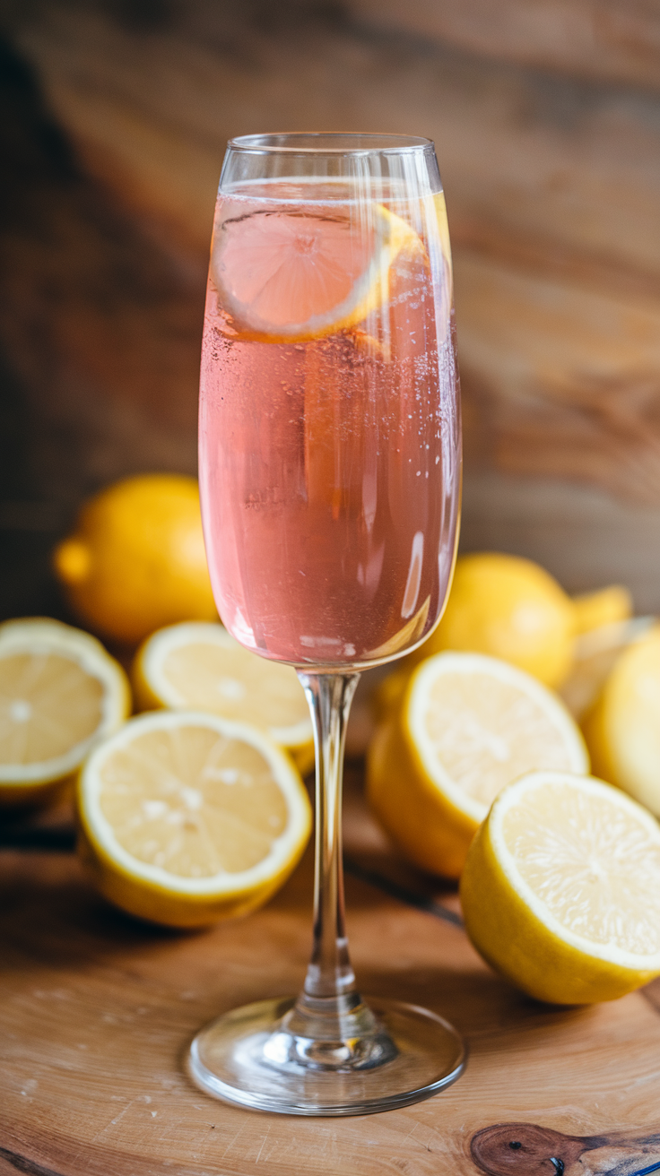 The Pink Lemonade Mimosa is a delightful twist on the classic brunch cocktail. It combines the refreshing taste of lemonade with the bubbly sparkle of champagne or prosecco. The beautiful pink hue makes it visually appealing, perfect for any gathering or celebration.