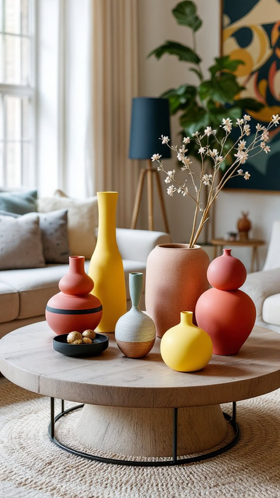 The little things make a big impact. Add colorful vases, funky sculptures, or unique trinkets to give your living room character and charm.