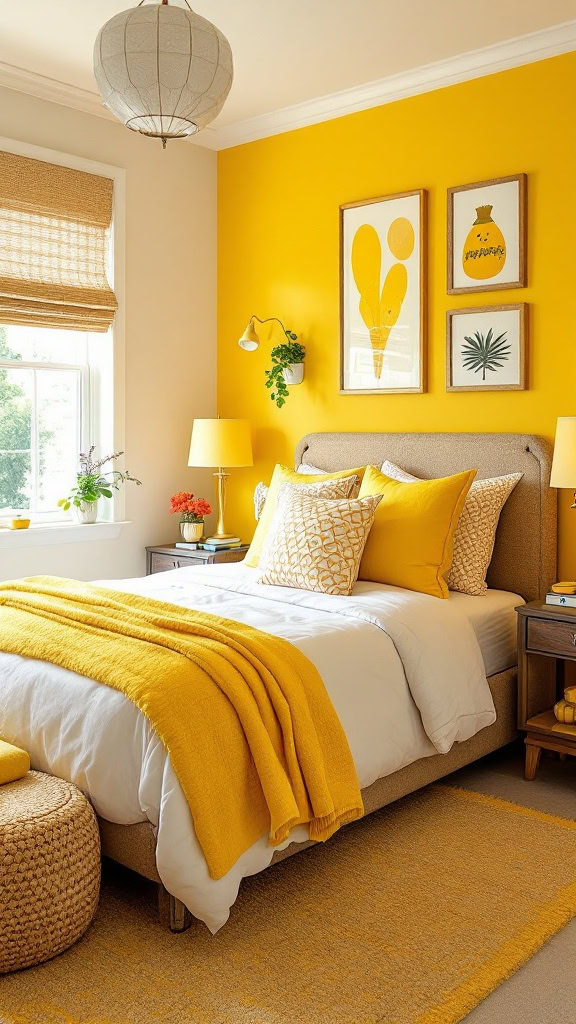 Brighten your guest bedroom with cheerful yellow decor! 🌻 From sunflower accents to mustard bedding, discover 10 stunning ideas for a warm and inviting space. #YellowBedroom #HomeDecorInspo 🌞