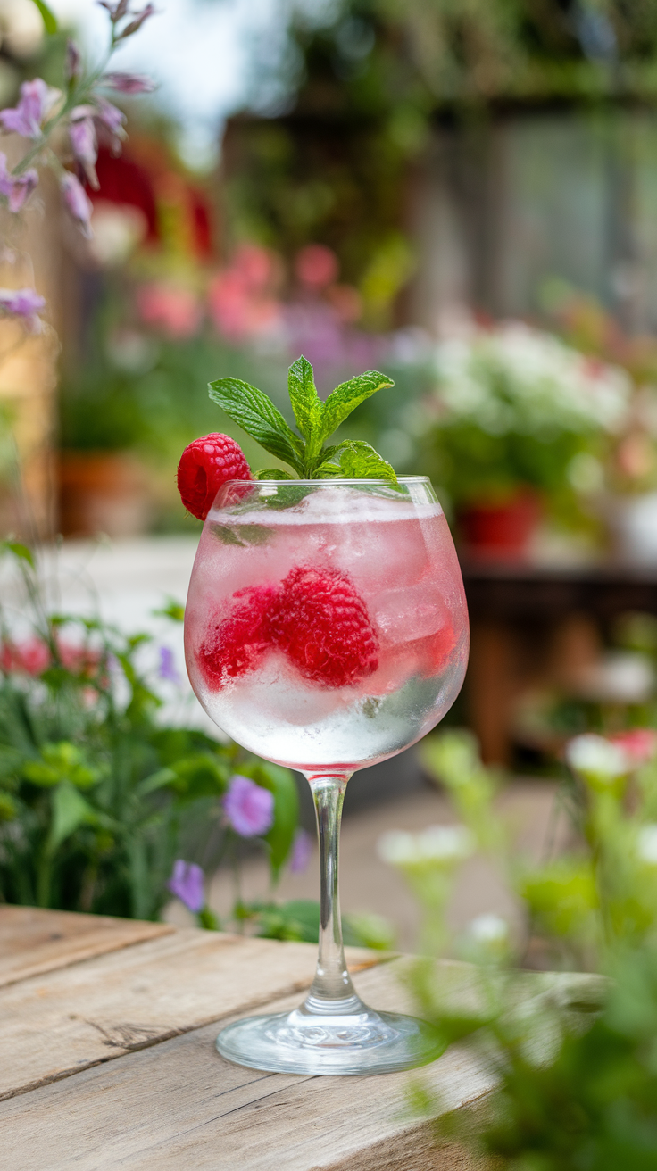 The Raspberry Gin Fizz is a delightful drink that brings a burst of freshness to any gathering. This cocktail shines with its vibrant pink hue, inviting you to take a sip. It’s garnished with fresh raspberries and mint, making it as beautiful as it is tasty.