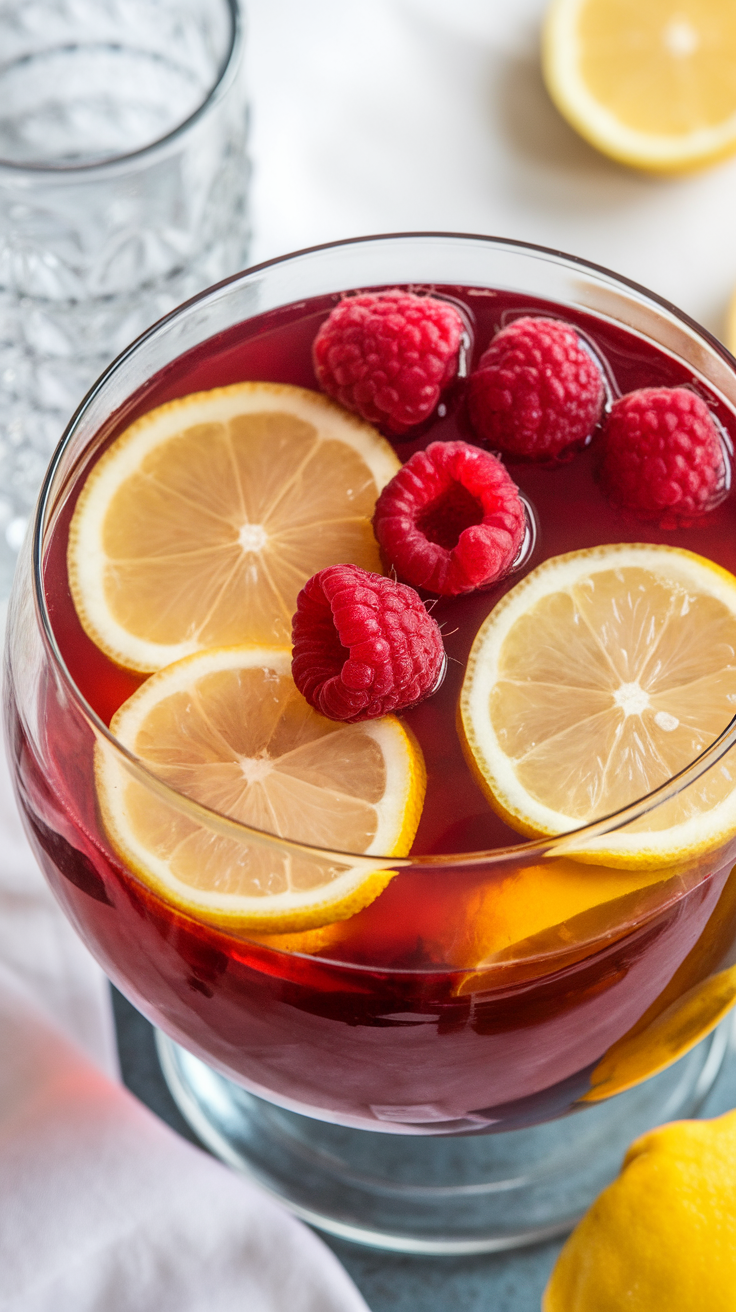 Raspberry Lemon Vodka Punch is the ultimate refreshing drink for a girls' night in. This vibrant, fruity cocktail combines the tartness of fresh raspberries and lemons with the smoothness of vodka, creating a balanced and delightful flavor. It’s easy to whip up, making it perfect for a fun gathering without a lot of fuss.