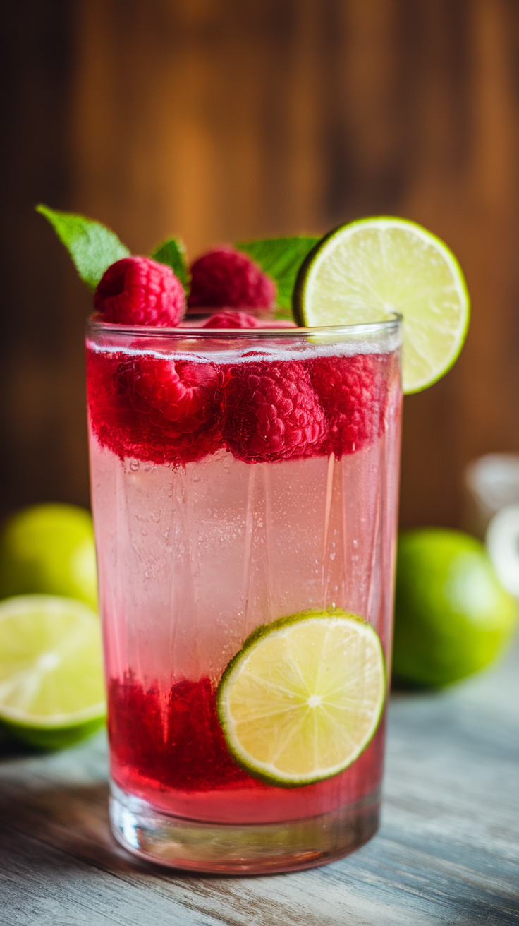 The Raspberry Lime Rickey is a refreshing drink that combines the tartness of lime with the sweetness of raspberries. It’s fizzy, fruity, and perfect for a hot day or any gathering. This mocktail is not only easy to make but also adds a splash of color and flavor to your beverage lineup.